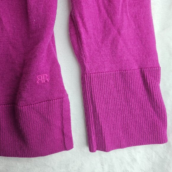 Banana Republic Women Sweater Merino Wool Size L V-Neck Pink Solid Pullover - Picture 9 of 12